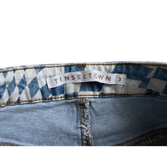 Tinseltown Checkered High Rise Mom Jeans Womens Size 3 - Picture 8 of 8
